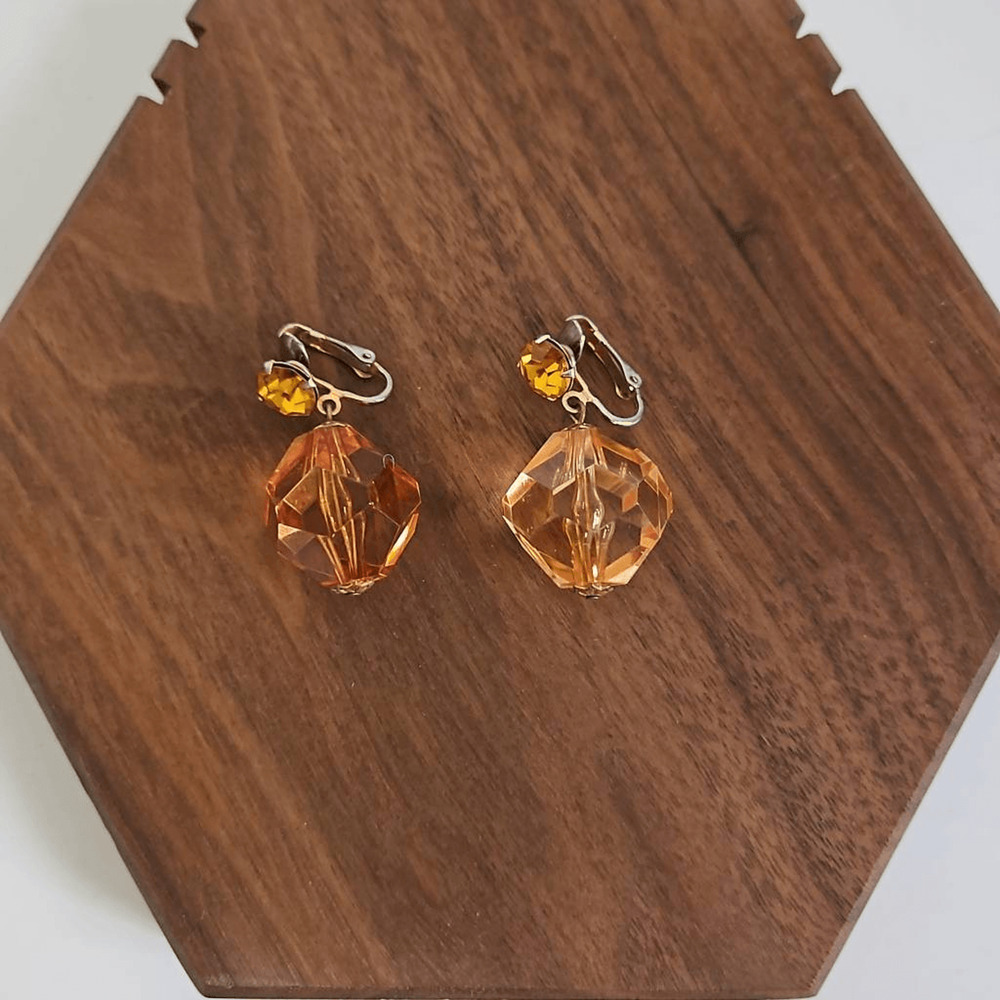 Grandma Clip On Gem Plastic Earrings